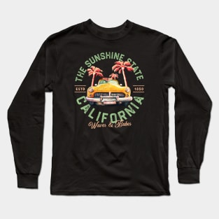 Vintage California Surf & Summer Travel Art Long Sleeve T-Shirt